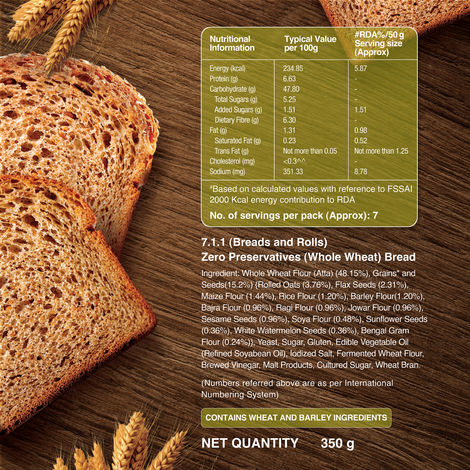 Baker's Loaf Zero Preservatives Multigrain Bread