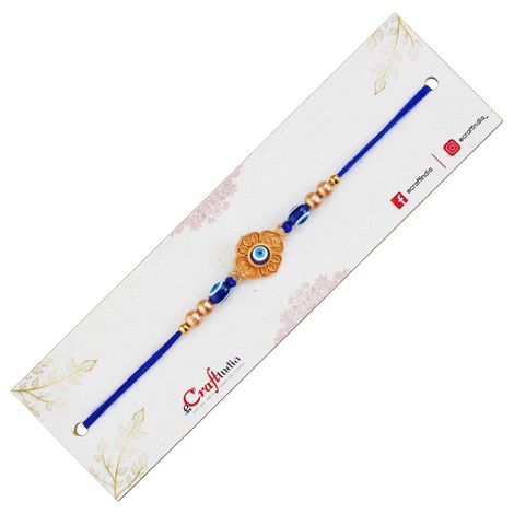 Evil Eye Om Floral Raksha Bandhan Rakhi for Bhai Bhaiya with Roli Chawal Pack (eCraftIndia)