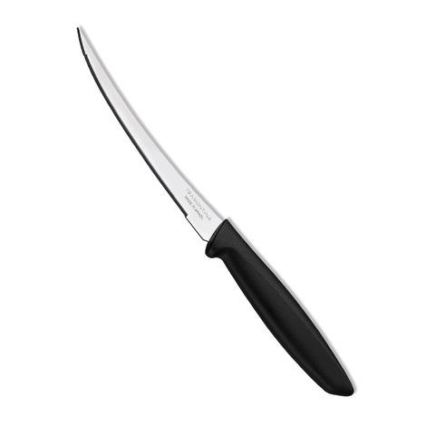 Tramontina Plenus Stainless Steel Tomato Knife/, 12cm/4.7 inch | Black | Micro-Serrated Edge/Wavy/Serrated Edge Knife | Polypropylene Handle | Dishwasher Safe | 5 Year Warranty | Made in Brazil