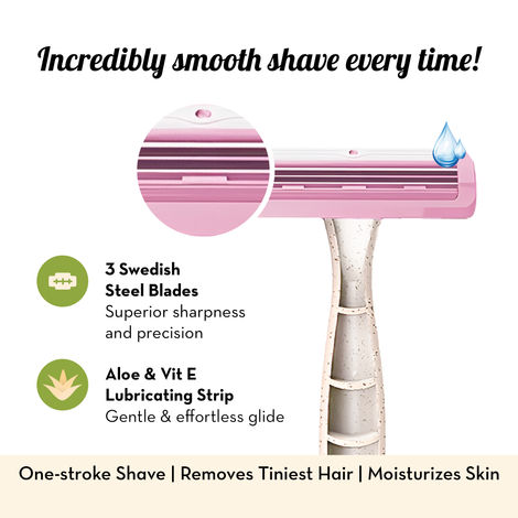 Plush Disposable Eco-Razor For Women, Get Smooth & Painless Hair Removal In Minutes