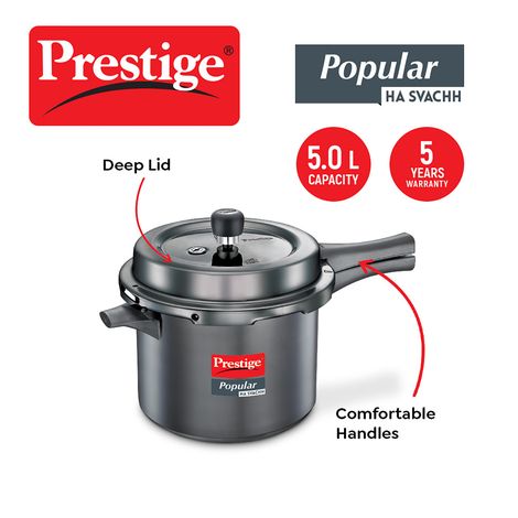 Prestige Popular Svachh Hard Anodised Pressure Cooker 5.0 L