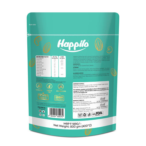Happilo Popular Whole Cashew Nuts|Whole Kaju|Dry Fruits