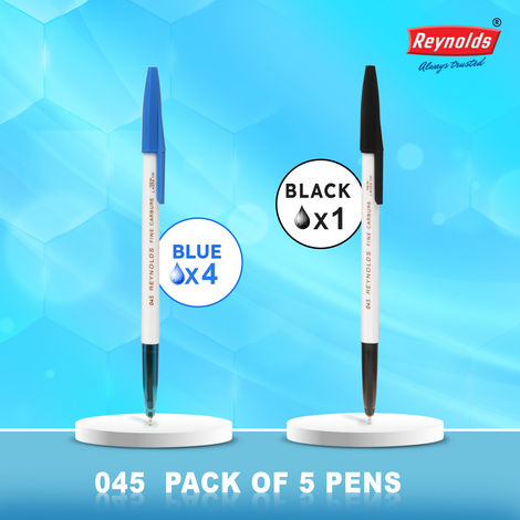 Reynolds 045 Ball Pen Set (5 Pens - 4 Blue Pens; 1 Black Pen)