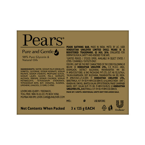 Pears Moisturising Bathing Bar Soap with Glycerine Pure & Gentle - For Golden Glow