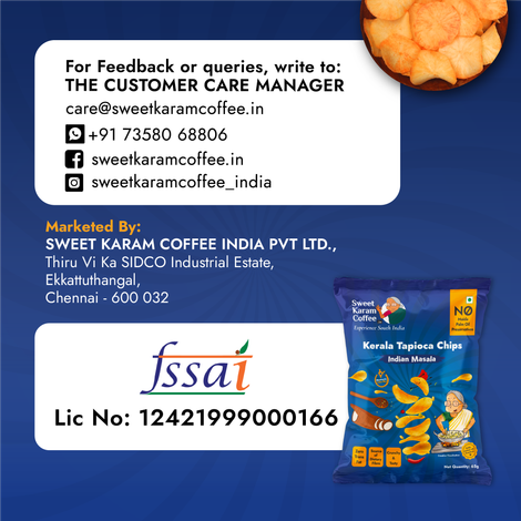Sweet Karam Coffee Indian Masala Tapioca Chips - No Palm Oil