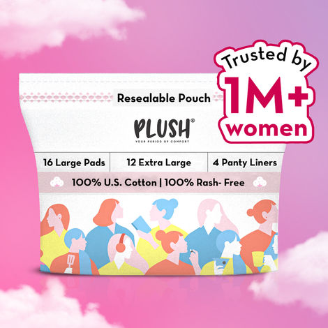 Plush Curated (16 L + 12 XL) Sanitary Pads | L / XL | 28 pcs