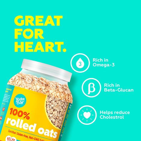 Yoga Bar Rolled Oats 1 kg Jar | Premium Golden Rolled Oats, Gluten Free with High Fibre, Non GMO