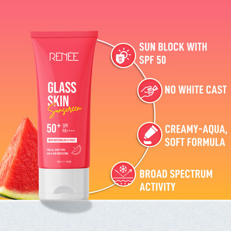 Renee Glass Skin Gel Sunscreen SPF 50 | UVA & UVB Protection, Zero White Cast