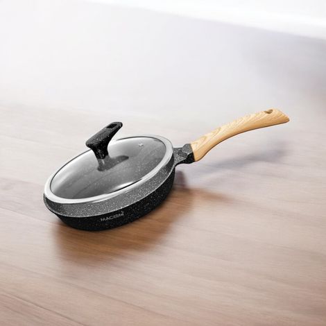 Macclite Non-Stick PDC Granite+ Induction Base Hard Rock Deep Frying Pan 20 cm With Glass lid