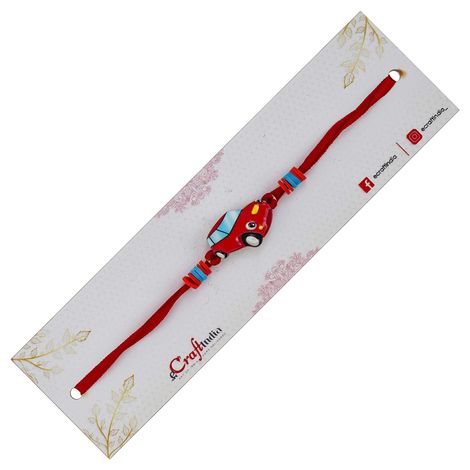 Kids Cartoon Car Rakhi for Brother, Bhai, Bhaiya with Roli Chawal Pack (eCraftIndia)