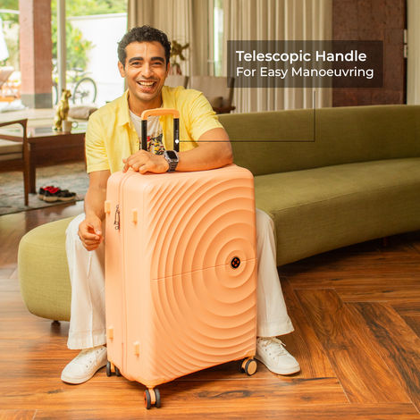 Nasher Miles Seattle Check-In Hard Side Polypropylene (55 & 65 cm) Trolley Bag (Peach)