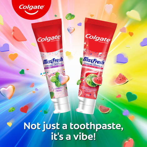 Colgate MaxFresh Rainbow Fresh Gel Toothpaste with Heart Shaped Crystals, Triple Mint Flavour