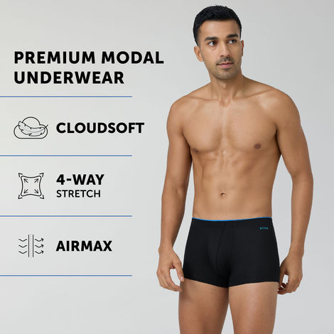 XYXX Uno IntelliSoft Micro Modal Solid Trunk | Men's Innerwear | Pack of 2 |Blue + Black- XL