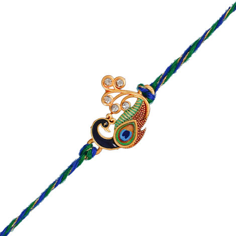 Peacock Beautiful Rakhi for Brother, Bhaiya, and Bhai with Roli Chawal Pack (eCraftIndia)