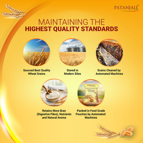 Patanjali Wheat Flour Atta With Bran Traditional Chakki Gehu Atta For Soft and Fluffy Roti