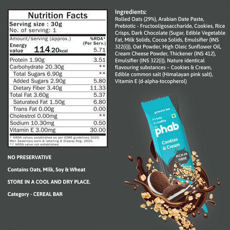 Phab Granola Bar Cookies & Cream Combo 