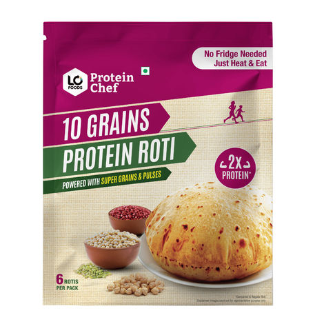 Protein Chef 10 Grains Protein Roti | Non Frozen Fresh Whole Wheat | Ready to Cook Chapati Combo 