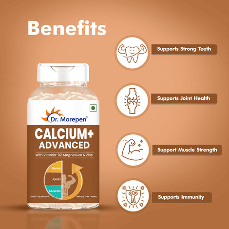 Dr. Morepen Calcium+ Advanced with Vitamin D2 Supports Muscle Function & Bone Health