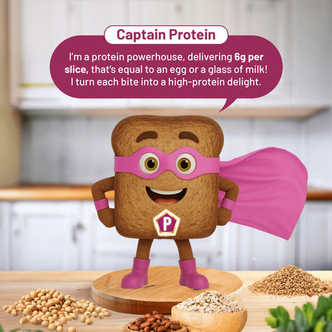 Protein Chef Double Protein Bread (No Maida, Multigrain Brown Bread) - Made with MP Sharbati Wheat