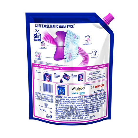 Surf Excel Matic Front Load Detergent Liquid Refill | Tough Dried Stain Removal