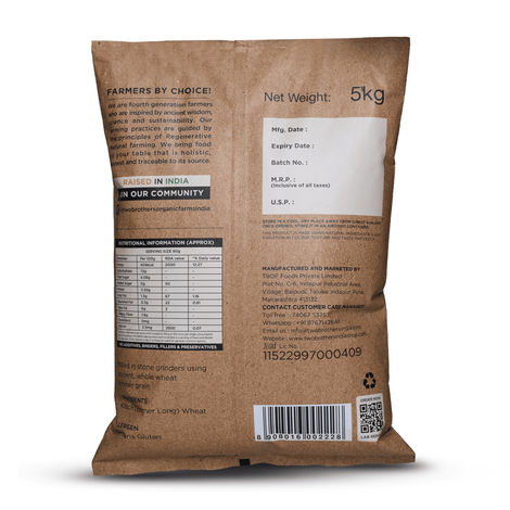 Two Brothers Khapli | Emmer Long Wheat Atta, Stoneground 5 Kg