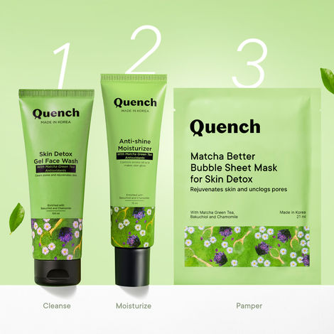 Quench Detox Gel Face Wash Korean Cleanser For Acne Control With Matcha Green Tea