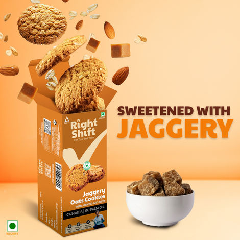 Right Shift Jaggery Oats 0% Maida Cookies | 0% Refined Sugar | With Nuts and Seeds