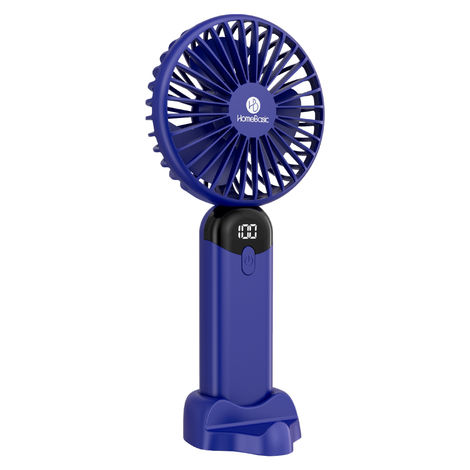 HomeBasic Air Swirle USB Portable Fan, 4500RPM, 2 in 1 Design, 6 Speed modes, LED Display, Blue