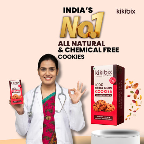 Kikibix Cranberry Oats Healthy Cookies, Jaggery Oats Biscuits, Digestive, 36% Oats, 25% dry fruits