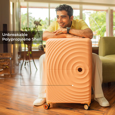 Nasher Miles Seattle Check-In Hard Side Polypropylene (55 & 65 cm) Trolley Bag (Peach)