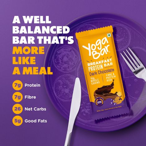 Yoga Bar 8g Breakfast Protein Bar Chocolate, High Fibre Granola Bar