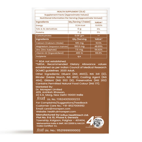 Dr. Morepen Calcium+ Advanced with Vitamin D2 Supports Muscle Function & Bone Health