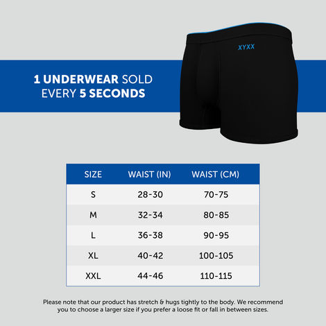 XYXX Uno IntelliSoft Micro Modal Solid Trunk | Men's Innerwear | Pack of 2 |Blue + Black- XL