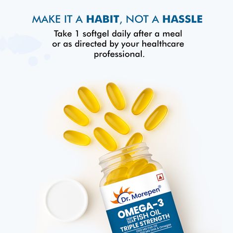 Dr. Morepen Omega 3 Fish Oil 1250mg Triple Strength Capsules No Fishy Burps