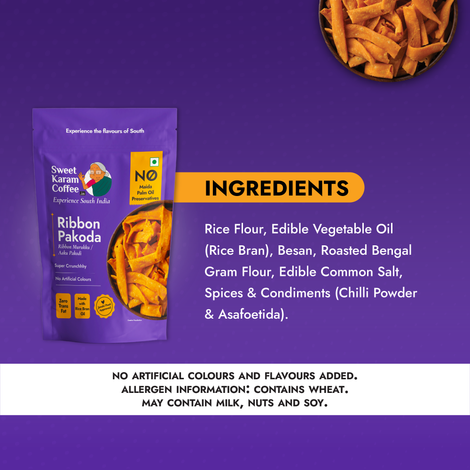 Sweet Karam Coffee Ribbon Pakoda Namkeen Snacks - No Palm Oil, No Preservatives