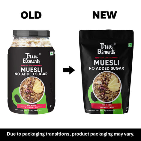 True Elements No Added Sugar Muesli Jar Wholegrain Breakfast Cereal Sugar Free Muesli