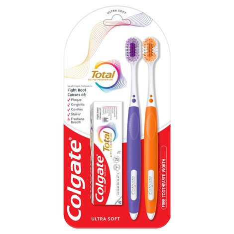 Colgate Total Toothbrush Ultra Soft With Total Advanced Health Toothpaste | Pack Of 2 - Assorted