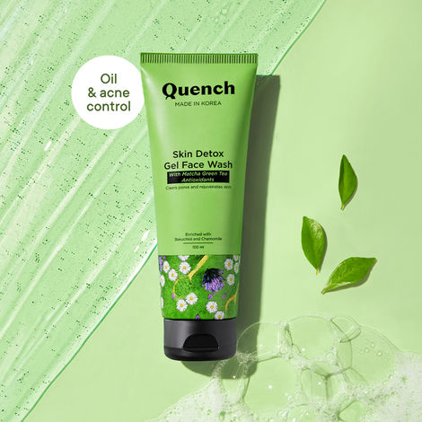 Quench Detox Gel Face Wash Korean Cleanser For Acne Control With Matcha Green Tea