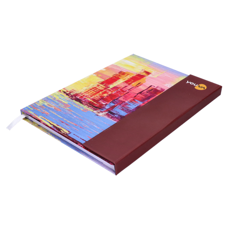 Navneet Youva Magnetic Single Line A5 Size Case Bound 192 Pages Notebook 14.8 x 21 cm - Assorted