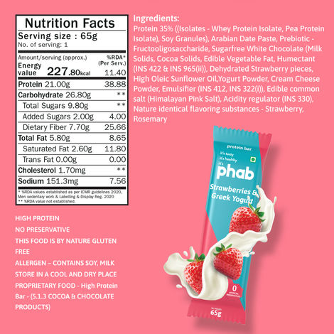 Phab Protein Bar Strawberries & Greek Yogurt protein