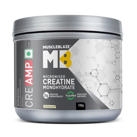MuscleBlaze Mirconised Creatine Monohydrate CreAMP Powder (Unflavoured, 32 Servings)