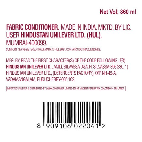 Comfort Lily Fresh After Wash Fabric Conditioner Bottle