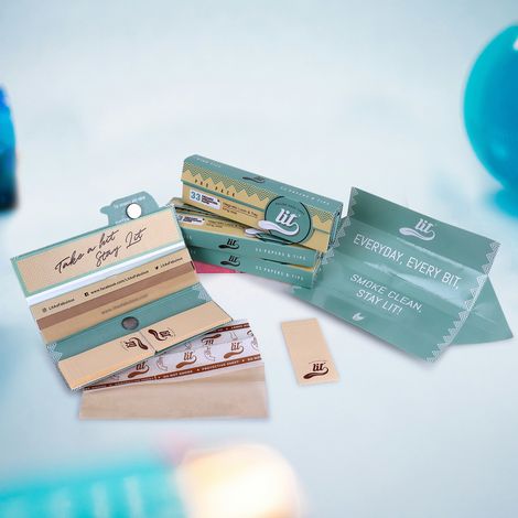 Lit Pro Brown Rolling Paper Tray With Free 2 Thins Cone - Lit(Box)