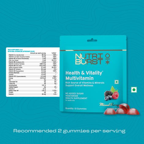 Nutriburst Health & Vitality Gummies With Multivitamins & Biotin