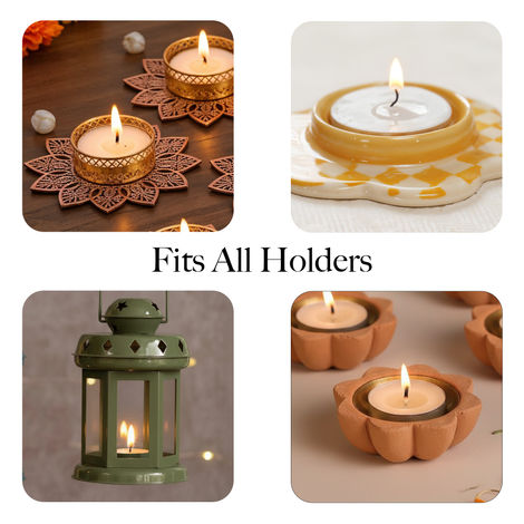 Tea Light Candles | Premium and Long Burning | 8 g Aluminium Cup Festive Candles | White | Set of 50 | Oye Happy