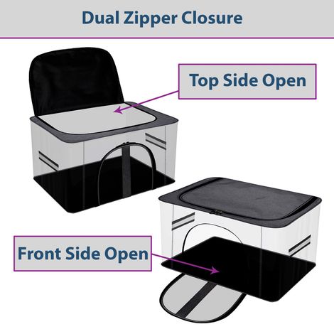 Kuber Industries PVC Transparent Cloth Storage Bag With Handle|Khadi U Zip|Dark Grey