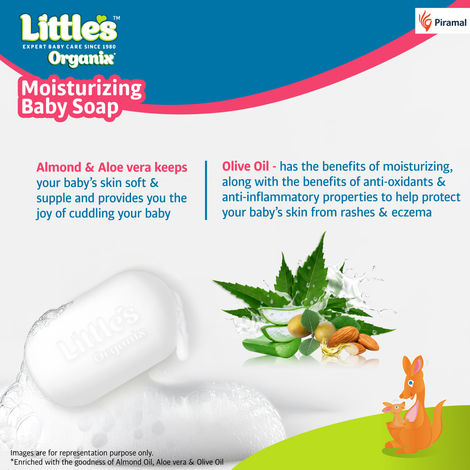 Little'S Organix Moisturizing Baby Soap | Organic Almond Oil - Olive Oil - Aloe Vera & Neem