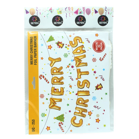 Merry Christmas Paper Banner- Gold Assorted