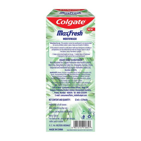 Colgate MaxFresh Mouthwash Sachet Stick, Antibacterial, 0% Alcohol, Travel/Daily Freshness