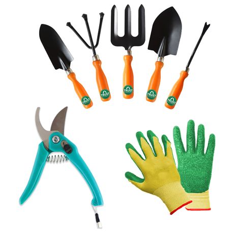 TrustBasket 7 Pcs Gardening Tool Kit | Multi-Purpose Home Garden Tools Set - Multicolor